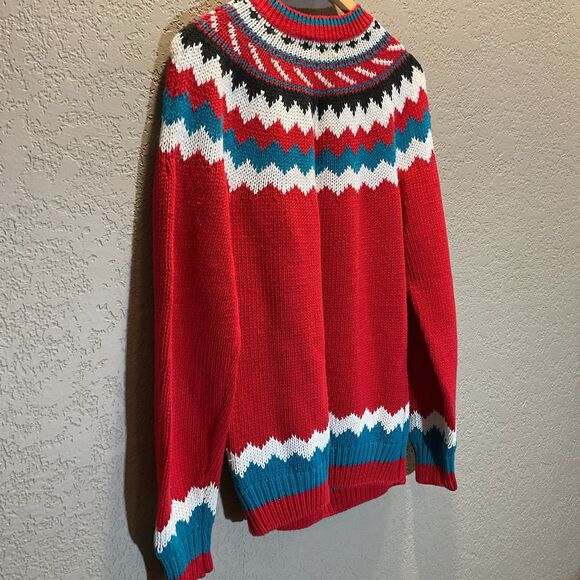 Vintage Crystal Sportswear Knit Sweater Large Red Nordic Pullover Retro 80s USA - Picture 8 of 9